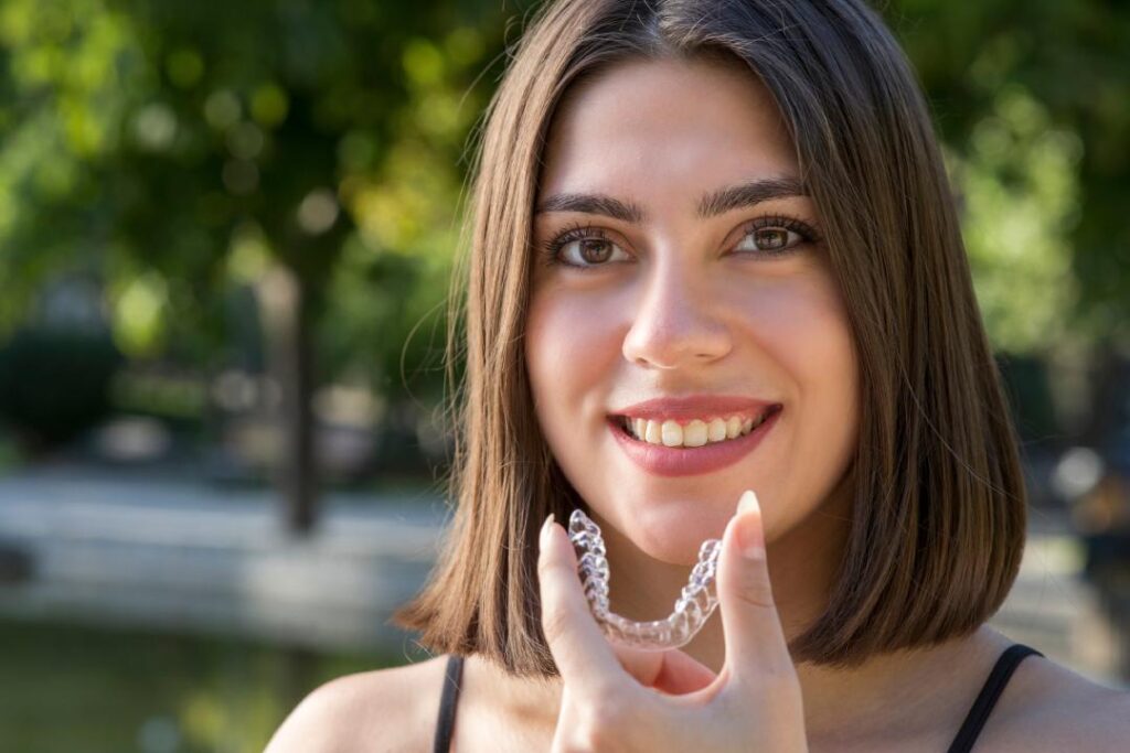 girl smile with braces model